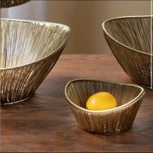 Be Home Gold Rhythm Wire Basket Bowl